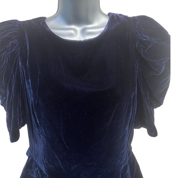 Act I New York Cobalt Blue Velvet Vintage 1980s Cocktail Dress-Size 7/8 Stunning - Picture 3 of 12